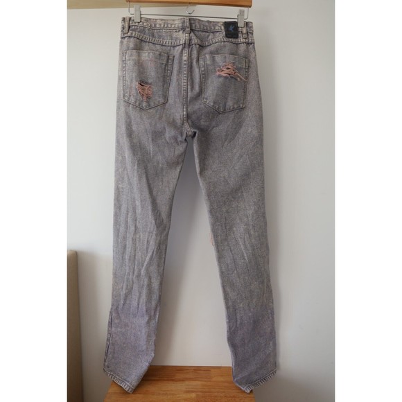 One X One Teaspoon Jeans Size 25 Distress Denim Flare Patched Frayed Grunge Emo - Picture 3 of 10